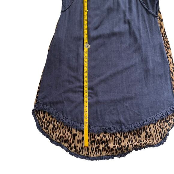 Umgee USA High Low Linen Blend Animal Print Dress Blue Size Large - Picture 8 of 8